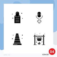 4 ícones criativos sinais modernos e símbolos de ferramentas de microfone de fogueira de beleza cozinham elementos de design de vetores editáveis