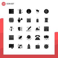 conjunto de 25 símbolos de ícones de interface do usuário modernos sinais para balões de arquitetura de prisão jogo de esportes elementos de design de vetores editáveis
