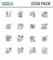 conjunto de ícones covid19 para pacote de 16 linhas de infográfico, como kit de drogas de cigarro, fumo proibido coronavírus viral 2019nov doença vetor elementos de design