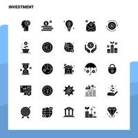 25 conjunto de ícones de investimento modelo de ilustração vetorial de ícone de glifo sólido para web e ideias móveis para empresa de negócios vetor