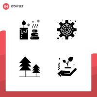 4 ícones criativos sinais e símbolos modernos de elementos de design de vetores editáveis de árvore de cipreste de negócios de mão de spa