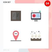 pacote de ícones vetoriais de estoque de 4 sinais e símbolos de linha para vidro localização janela engrenagem ovo elementos de design vetoriais editáveis vetor