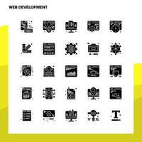 25 conjunto de ícones de desenvolvimento web modelo de ilustração vetorial de ícone glifo sólido para web e ideias móveis para empresa de negócios vetor