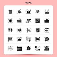 conjunto de ícones de viagem sólido 25 design de estilo de glifo vetorial conjunto de ícones pretos web e design de ideias de negócios móveis ilustração vetorial vetor