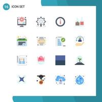 conjunto de pictogramas de 16 cores planas simples de configuração de garrafas de programação pacote editável de álcool de garrafa de elementos de design de vetores criativos