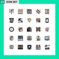 25 interface do usuário linha cheia pacote de cores planas de sinais e símbolos modernos de rack doce web marshmallow elementos de design de vetores editáveis da web