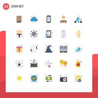 Pacote de cores planas de 25 interfaces de usuário de sinais e símbolos modernos do construtor de telefone de trabalho de bicicleta samsung elementos de design de vetores editáveis