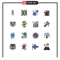 conjunto de 16 símbolos de ícones de interface do usuário modernos sinais para casa de ecologia animal relaxamento configurações de casa ecológica editáveis elementos de design de vetores criativos
