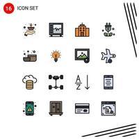 conjunto de 16 símbolos de símbolos de ícones de interface do usuário modernos para elementos de design de vetores criativos editáveis de escritório de tomada médica de árvore científica