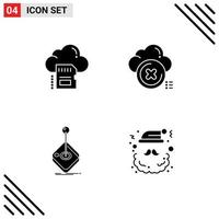 4 ícones criativos, sinais modernos e símbolos de sd cross cloud delete game editable vector design elements