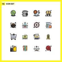 pacote de ícones de vetores de estoque de 16 sinais e símbolos de linha para negócios de alimentos idéia de lâmpada de café elementos de design de vetores criativos editáveis