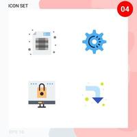 grupo de 4 ícones planos modernos definidos para auditoria de configuração de negócios de computador loja de elementos de design de vetores editáveis