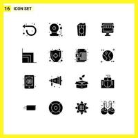 16 ícones criativos sinais e símbolos modernos de loja de negócios cinema compras comércio eletrônico elementos de design de vetores editáveis