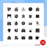 conjunto de 25 sinais de símbolos de ícones de interface do usuário modernos para a ferramenta de apartamento da empresa endereço do planeta elementos de design de vetores editáveis