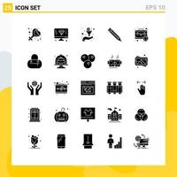 25 ícones criativos, sinais e símbolos modernos de maleta de seguro, bolsa de filtro, régua, elementos de design vetorial editáveis vetor