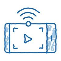 assistindo vídeo com ilustração desenhada à mão de ícone de rabisco wi-fi vetor