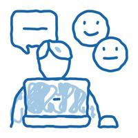 ícone de doodle de comunicação de bate-papo emocional ilustração desenhada à mão vetor