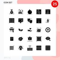 conjunto de 25 sinais de símbolos de ícones de interface do usuário modernos para navegador de site, tela de seta de frutas, elementos de design de vetores editáveis