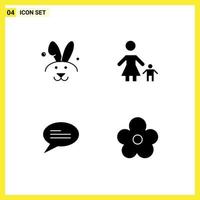 4 interface de usuário pacote de glifos sólidos de sinais e símbolos modernos de conversa de bynny criança mãe flor elementos de design de vetores editáveis