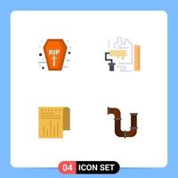 pacote de ícones planos de 4 símbolos universais de elementos de design de vetores editáveis modernos de rolo de ripagem de negócios de caixão