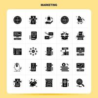 conjunto de ícones de marketing sólido 25 design de estilo de glifo vetorial conjunto de ícones pretos web e design de ideias de negócios móveis ilustração vetorial vetor