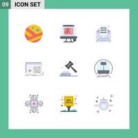 pacote de ícones de vetores de ações de 9 sinais e símbolos de linha para processamento de software, objeto de comissão, elementos de design de vetores editáveis