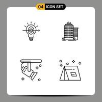 pacote de ícones de vetores de estoque de 4 sinais e símbolos de linha para elementos de design de vetores editáveis de holofotes de escritório de negócios eletrônicos de bulbo