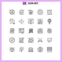 25 ícones criativos, sinais e símbolos modernos de decoração de wok de propriedade, costura de comida, elementos de design de vetores editáveis