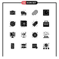 16 ícones criativos sinais modernos e símbolos de elementos de design de vetores editáveis de clipe de papel de tubo de pino de link