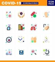 ícone de dicas de precaução de coronavírus para apresentação de diretrizes de saúde 16 pacote de ícones de cores planas, como vírus de febre de remédio de temperatura sólida coronavírus viral 2019nov doença vetor design elem