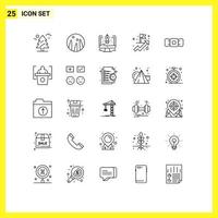 Pacote de linha de interface de usuário 25 de sinais e símbolos modernos de elementos de design de vetores editáveis de desenho de arco moderno