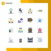 16 ícones criativos, sinais modernos e símbolos de dinheiro, energia, dólar, pacote editável à mão de elementos de design de vetores criativos