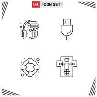 4 ícones criativos sinais modernos e símbolos de elementos de design de vetores editáveis de segurança eletrônica de serviço de tecnologia central