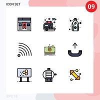 pacote de ícones de vetores de estoque de 9 sinais e símbolos de linha para transferência de notícias de dinheiro de aptidão de dólares editáveis elementos de design de vetores