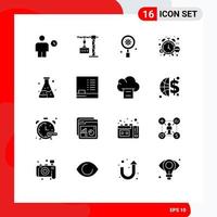 conjunto de 16 sinais de símbolos de ícones de interface do usuário modernos para relógio parar de enviar dinheiro configuração elementos de design de vetores editáveis
