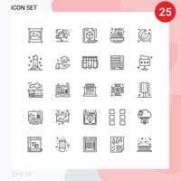 grupo de sinais e símbolos de 25 linhas para elementos de design de vetores editáveis de tecnologia de comida digital rápida de salsicha