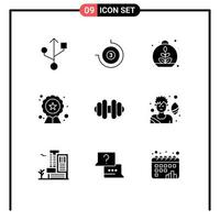 pacote de ícones vetoriais de estoque de 9 sinais e símbolos de linha para jogador de rugby de jogo, classificação de esportes de primavera, elementos de design de vetores editáveis