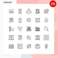 pacote de ícones vetoriais de estoque de 25 sinais e símbolos de linha para chamada de pausa para o chá elementos de design de vetores editáveis móveis seo