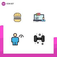 4 ícones criativos, sinais e símbolos modernos de comida de avatar de hambúrguer, elementos de design de vetores humanos editáveis on-line