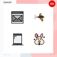 grupo de 4 sinais e símbolos de cores planas de linha preenchida para comunicação celular e-mail pintar telefone editável elementos de design vetorial vetor