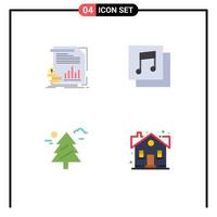 conjunto moderno de 4 ícones e símbolos planos, como elementos de design vetorial editável do Canadá, mídia de informações da árvore da economia vetor