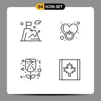 pacote de ícones vetoriais de estoque de 4 sinais e símbolos de linha para presentes de negócios, poder da montanha, rosa, elementos de design vetoriais editáveis vetor