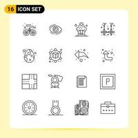 conjunto de pictogramas de 16 contornos simples de jóias de decoração, ver brincos elementos de design de vetores editáveis do deserto