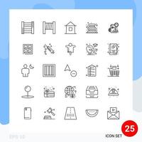 Pacote de linha de interface de usuário 25 de sinais e símbolos modernos de tempo de relatório, mas ler elementos de design de vetores editáveis de educação
