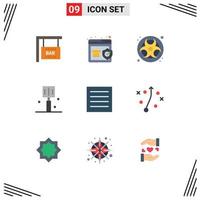 conjunto de 9 sinais de símbolos de ícones de interface do usuário modernos para elementos de design de vetores editáveis de cozinha de risco de cuidado seco