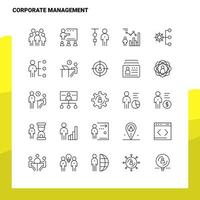 conjunto de ícones de linha de gerenciamento corporativo conjunto de 25 ícones design de estilo de minimalismo vetorial conjunto de ícones pretos pacote de pictograma linear vetor
