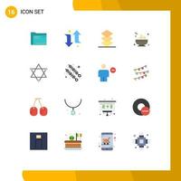 16 ícones criativos, sinais modernos e símbolos de mingau de ciência, pilha de comida esquerda, pacote editável de elementos de design de vetores criativos