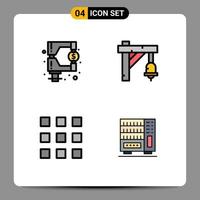 conjunto de pictogramas de 4 cores planas de linhas preenchidas simples de código de fundos, bloqueio de trem de imposto, elementos de design de vetores editáveis
