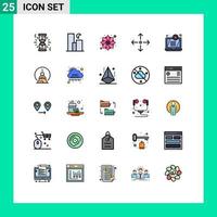 25 ícones criativos sinais modernos e símbolos de decoração de exibição de laptop seta em tela cheia elementos de design de vetores editáveis