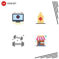 conjunto de 4 pacotes de ícones planos comerciais para atividades de alerta, alertando elementos de design de vetores editáveis do jogo canadá